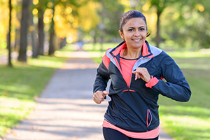 middle-aged woman jogging
